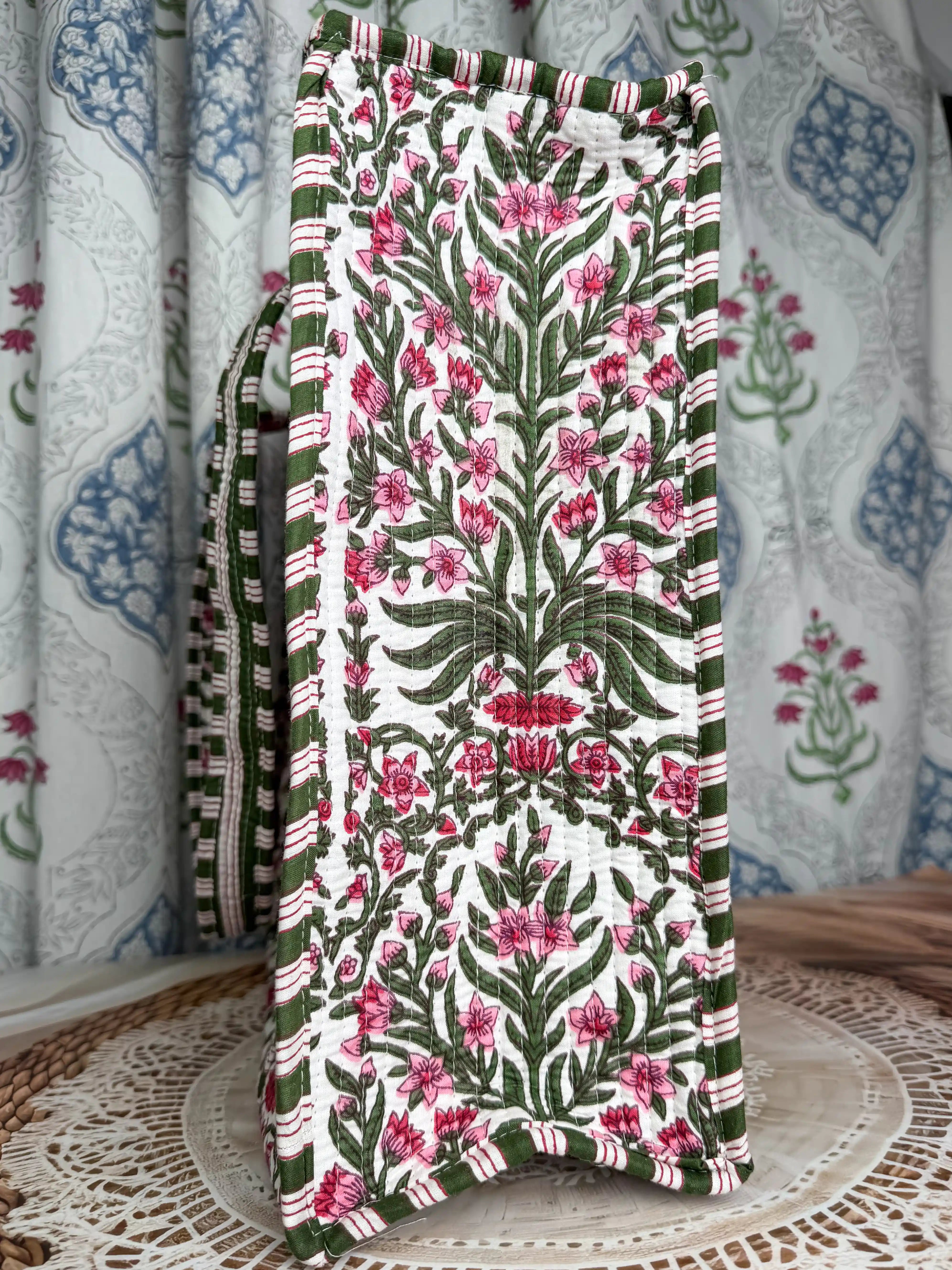 Handcrafted Jaipuri tote bag with traditional Rajasthan block print design