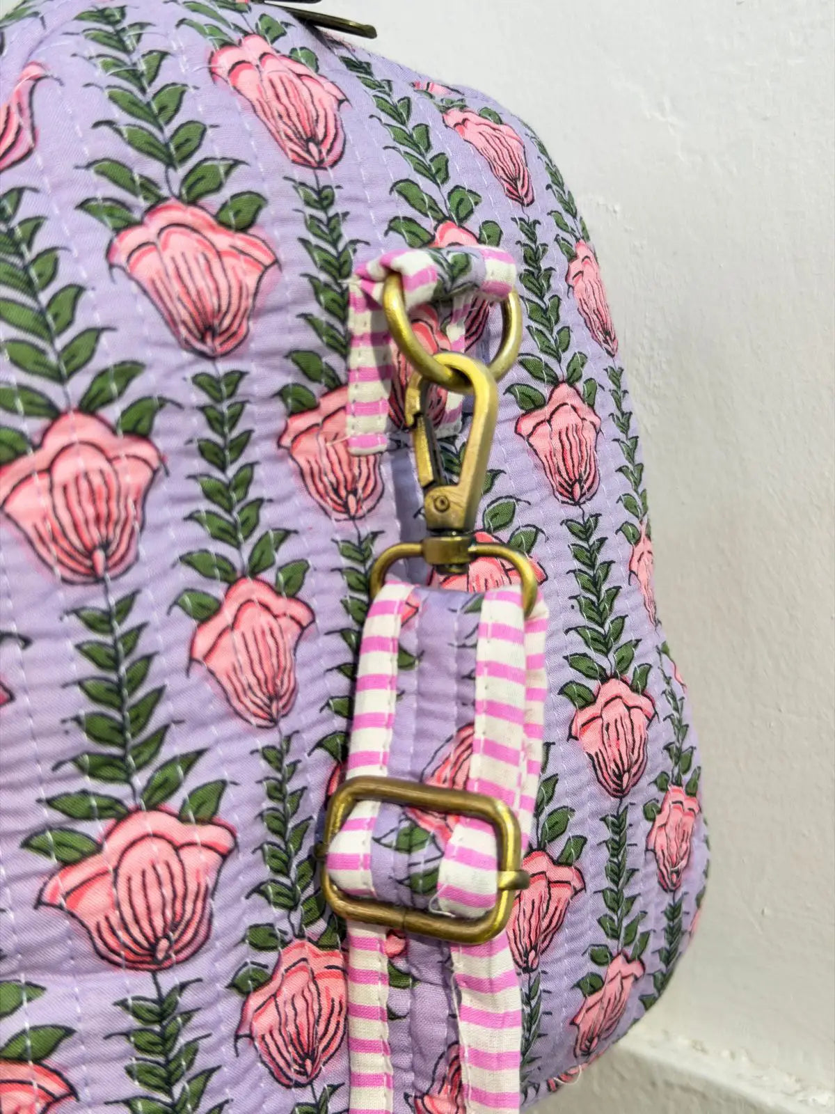 Duffle Bag – Violet Blossom Jaipur Cotton Quilted Block Print Travel Bag