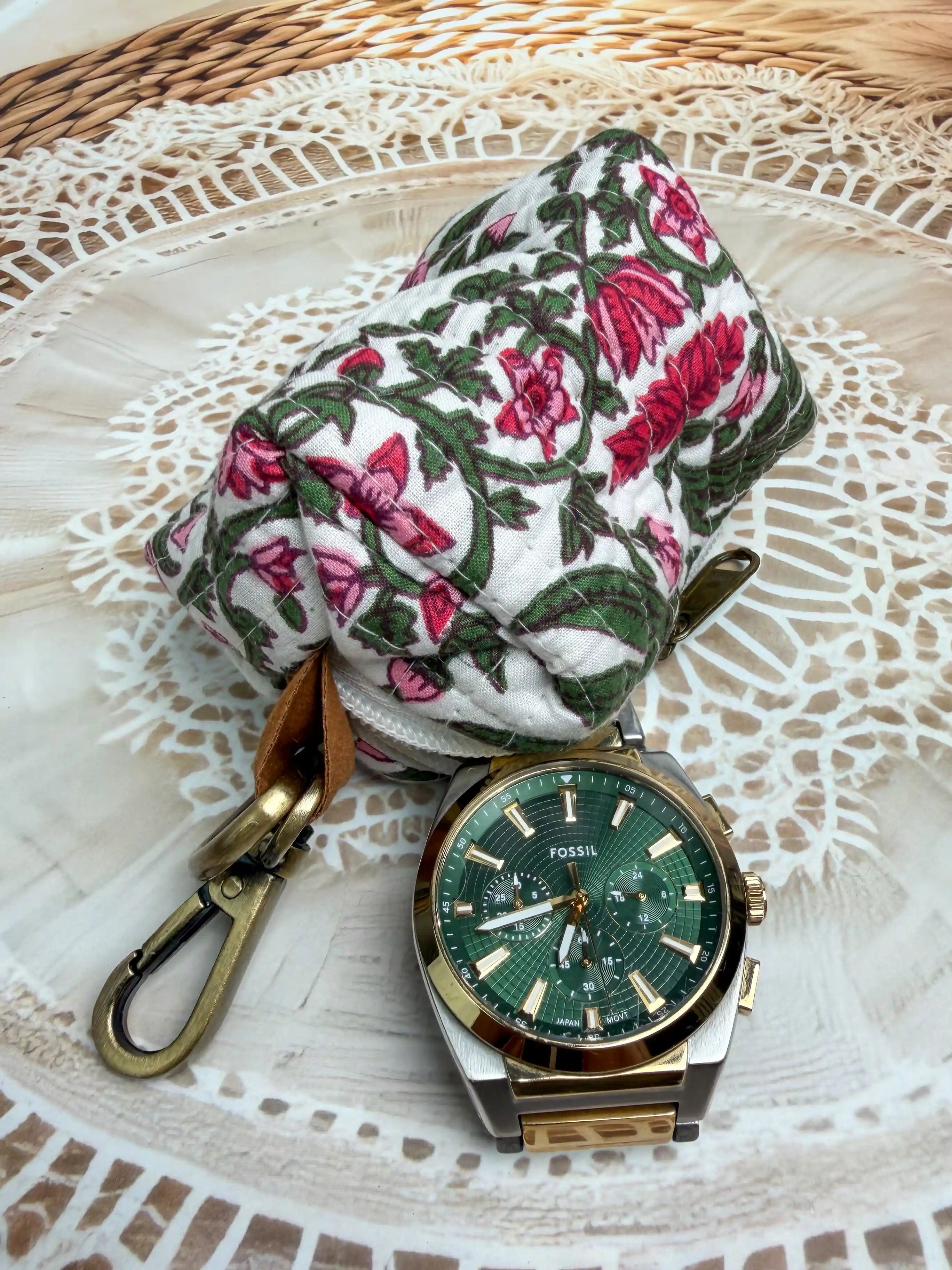 White Garden whisper Keychain Pouch