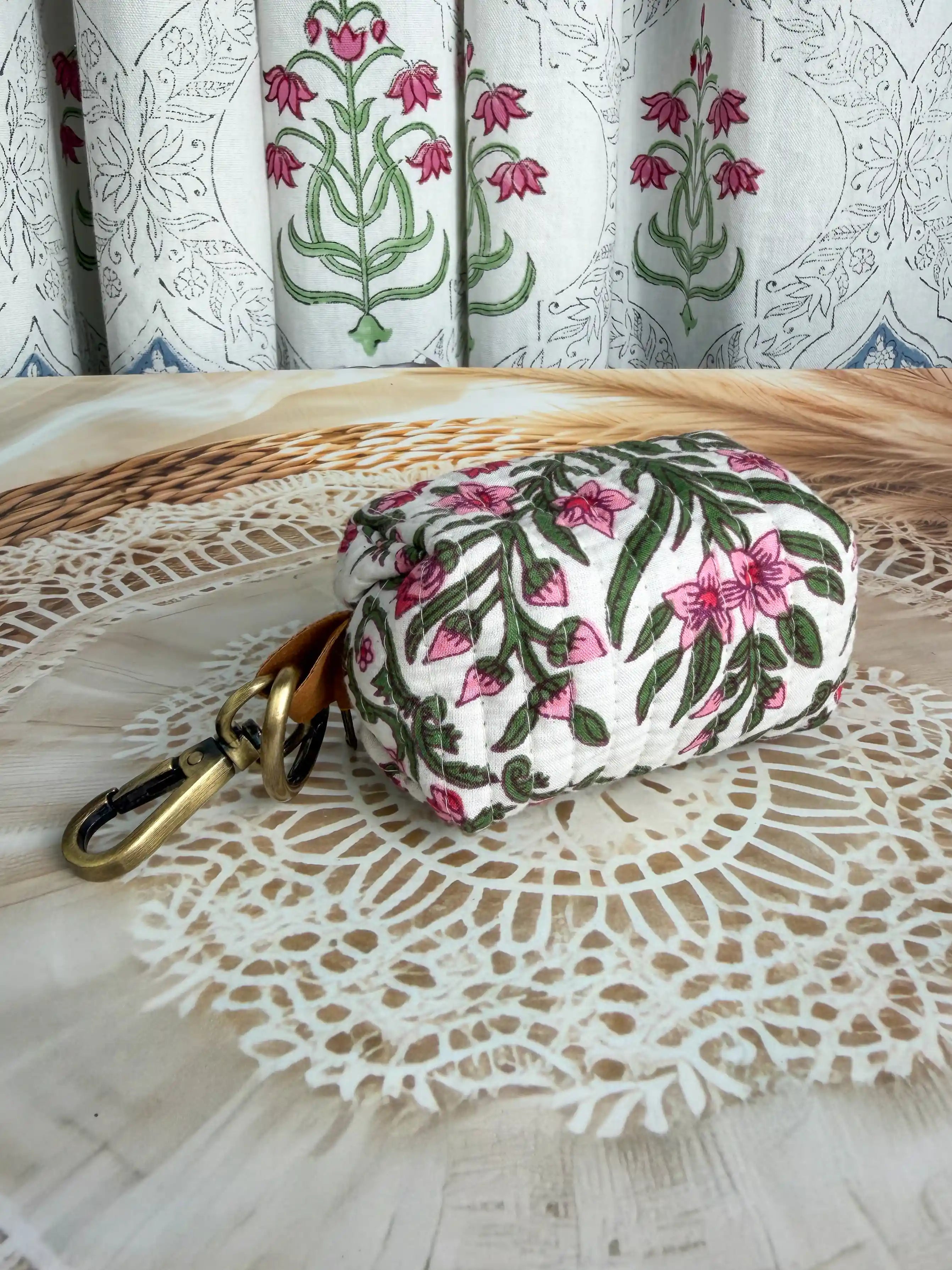 White Garden whisper Keychain Pouch
